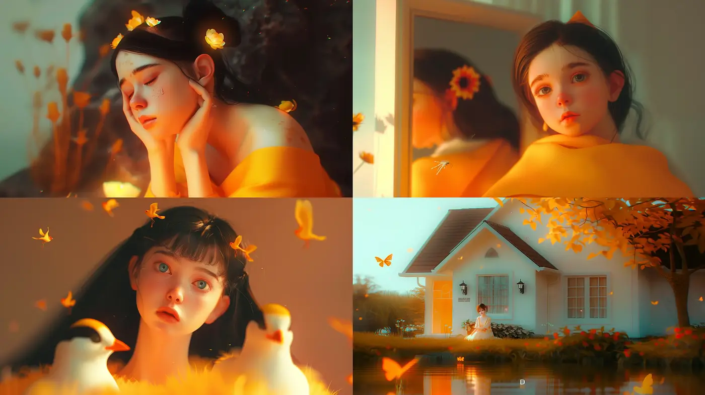 Autumnal Serenity in Surreal Digital Artistry - Midjourney sref style