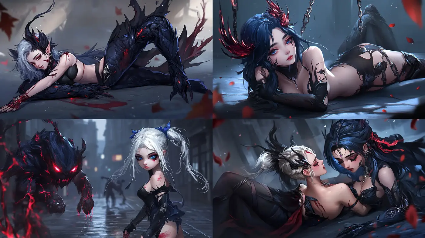 Dark Fantasy Elegance with Ethereal Elegance and a Haunting Anime Influence - Midjourney sref style