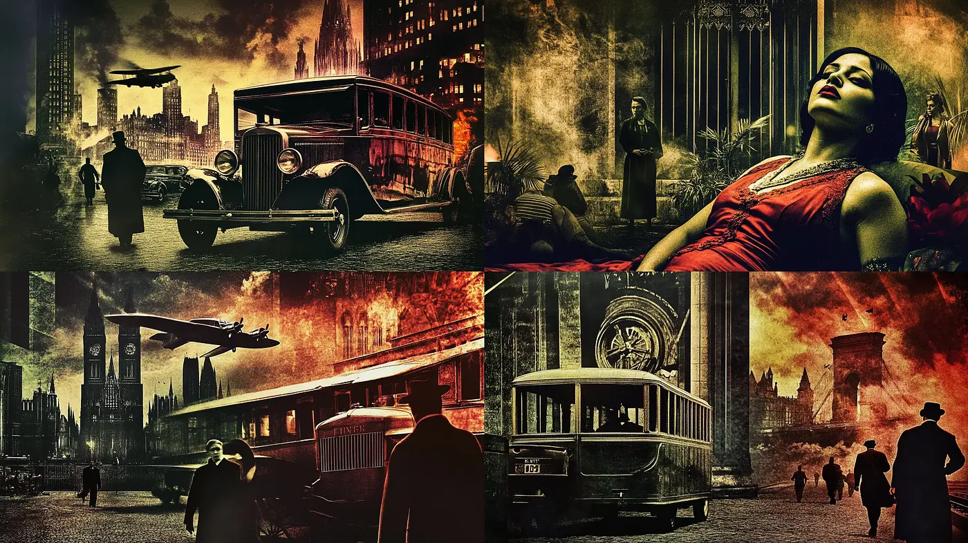 Noir-Inspired Sepia Dreamscape with Surreal Overtones - Midjourney sref style