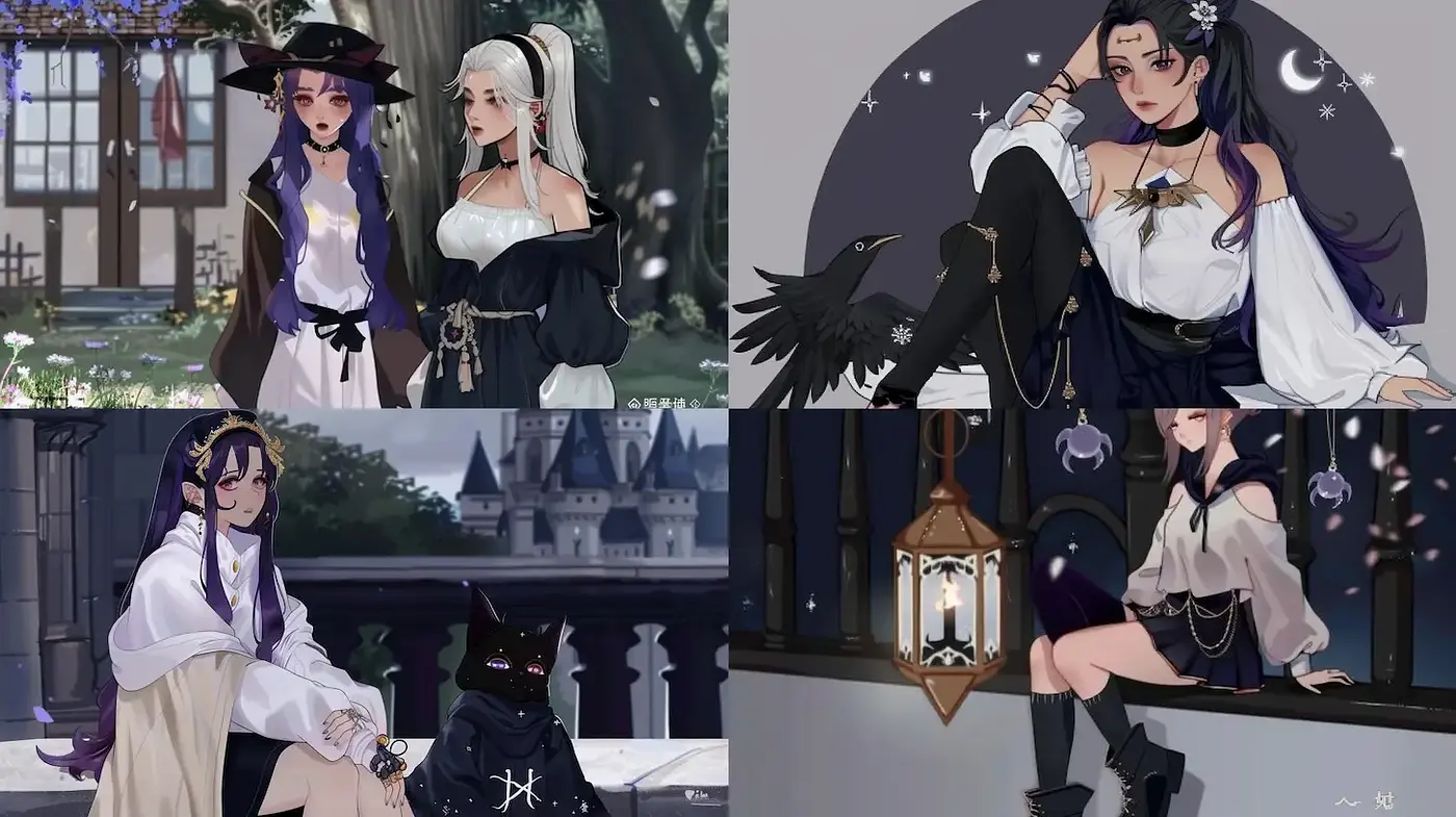 Dark Fantasy Aesthetic with Magical and Mysterious Elements - Midjourney sref style