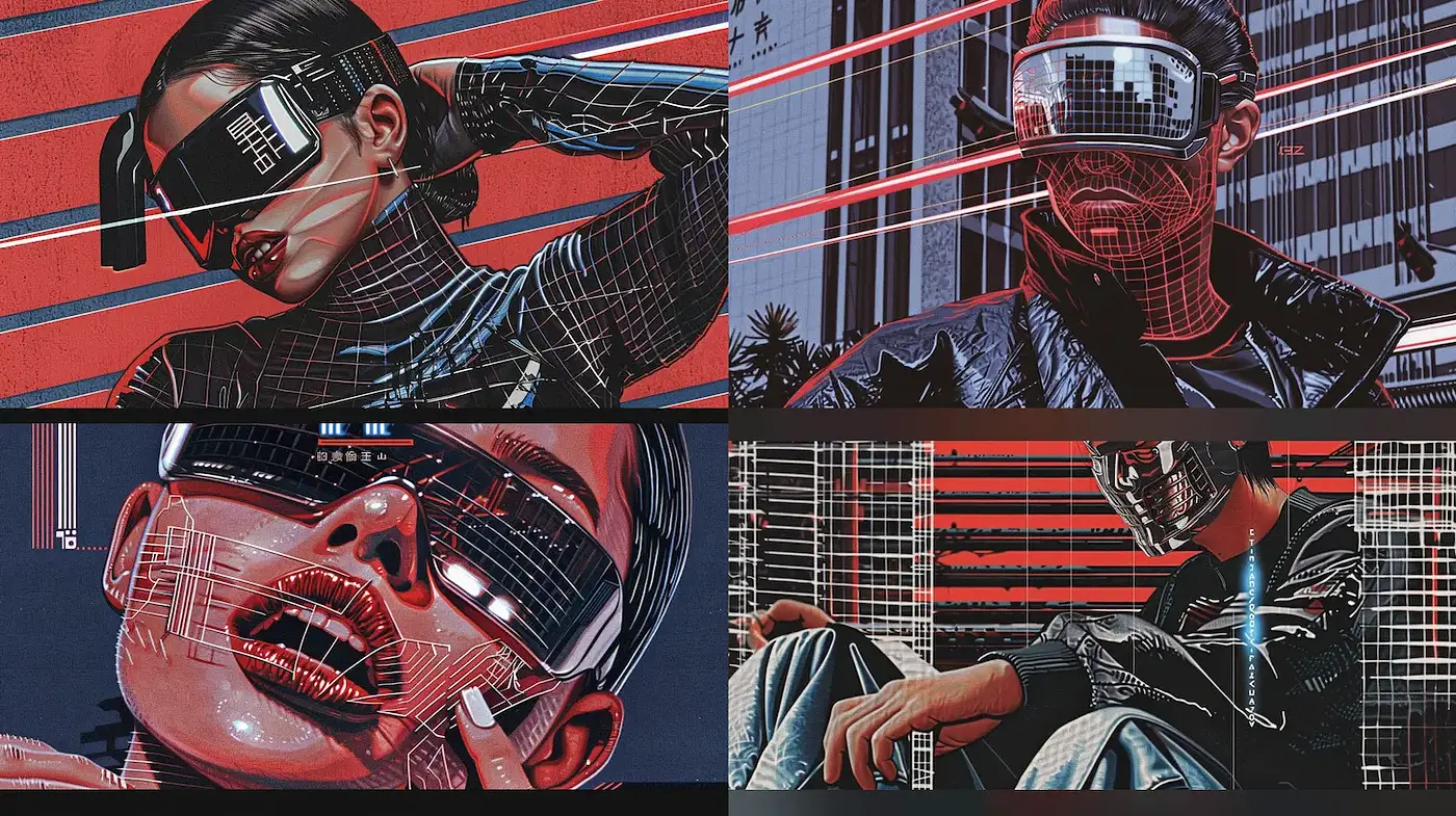 Futuristic Cyberpunk Portraits with a Glossy Finish - Midjourney sref style