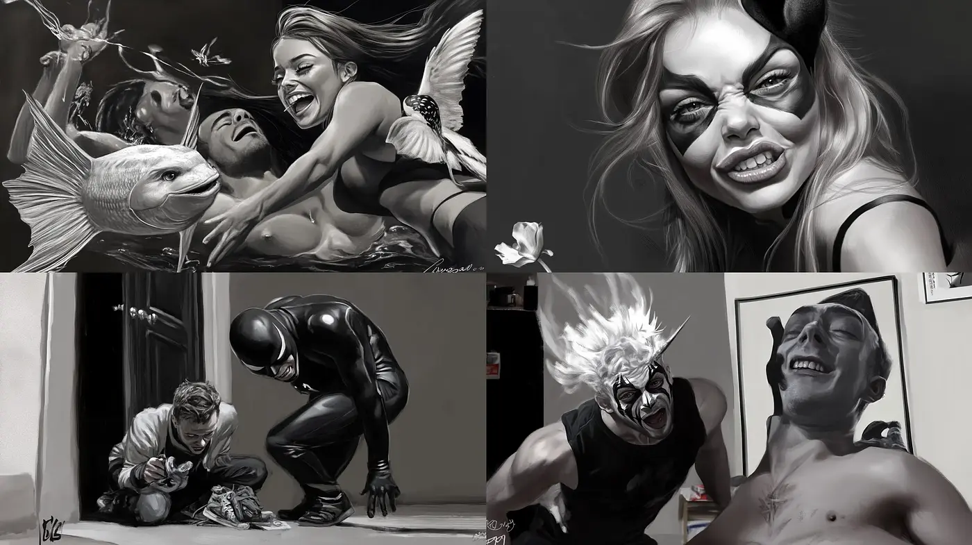 Monochromatic Fluidity with Surreal and Hyperrealistic Tendencies - Midjourney sref style