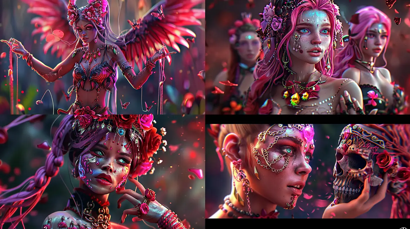 Ethereal Whimsy: A Fusion of Vivid Fantasy and Surreal Illustration - Midjourney sref style