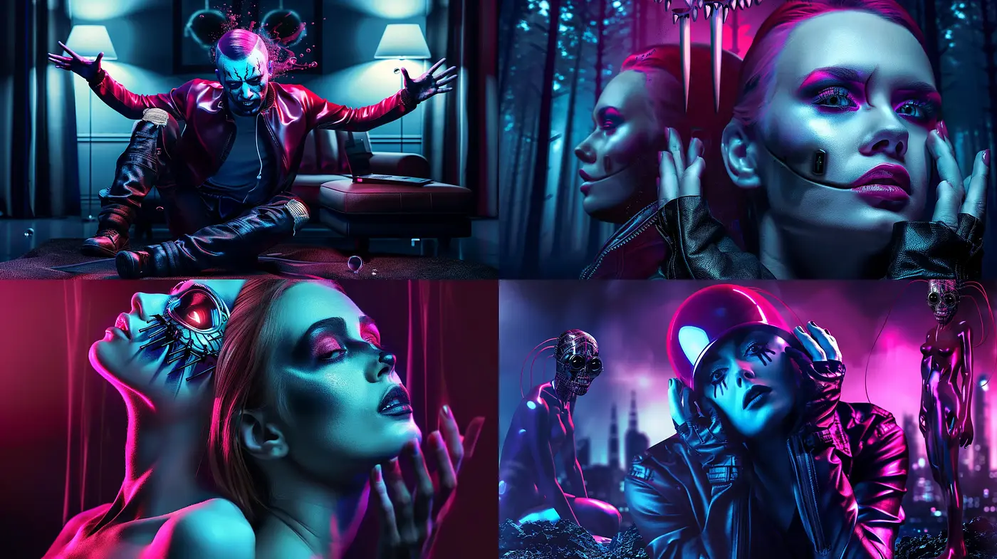 Neon Cyberpunk Dreamscape: A Fusion of Vibrant Hues and Futuristic Sensibilities - Midjourney sref style