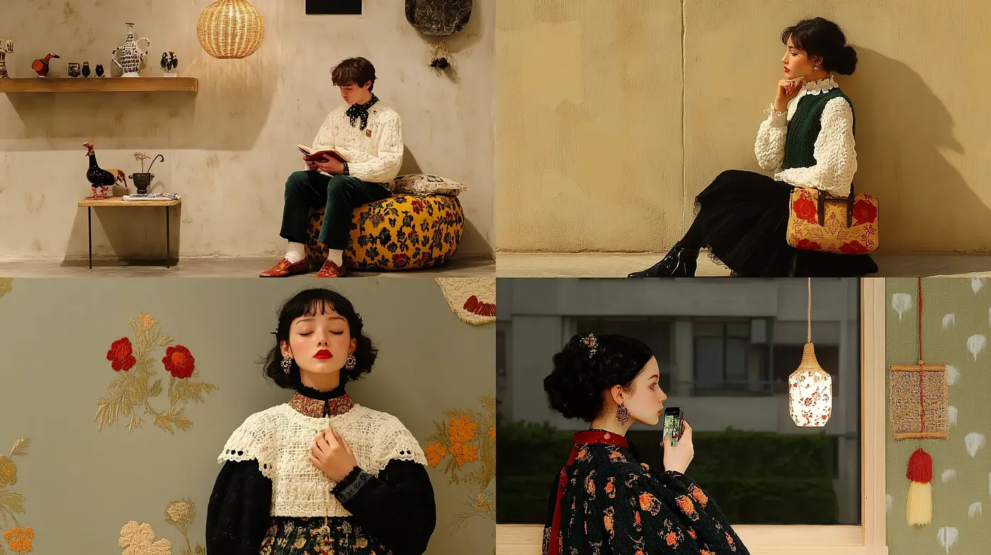 Reflective Moments in Warm Vintage Hues - Midjourney sref style