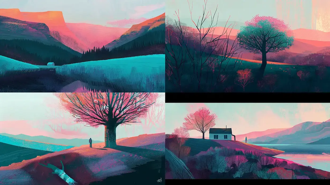 Vibrant Landscape Renderings with a Dreamlike Quality - Midjourney sref style