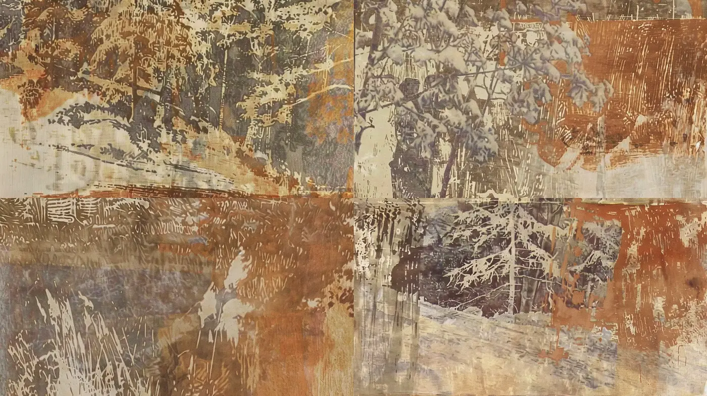 Rustic Textural Harmony: A Study in Earthy Abstract Expressionism - Midjourney sref style