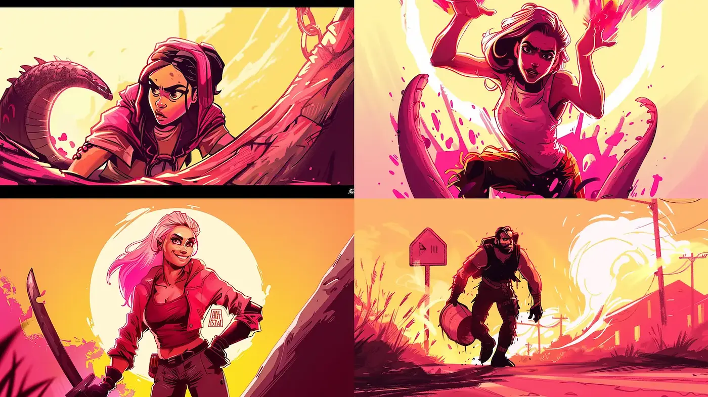 Dynamic and Bold Illustrations with a Vibrant Narrative - Midjourney sref style