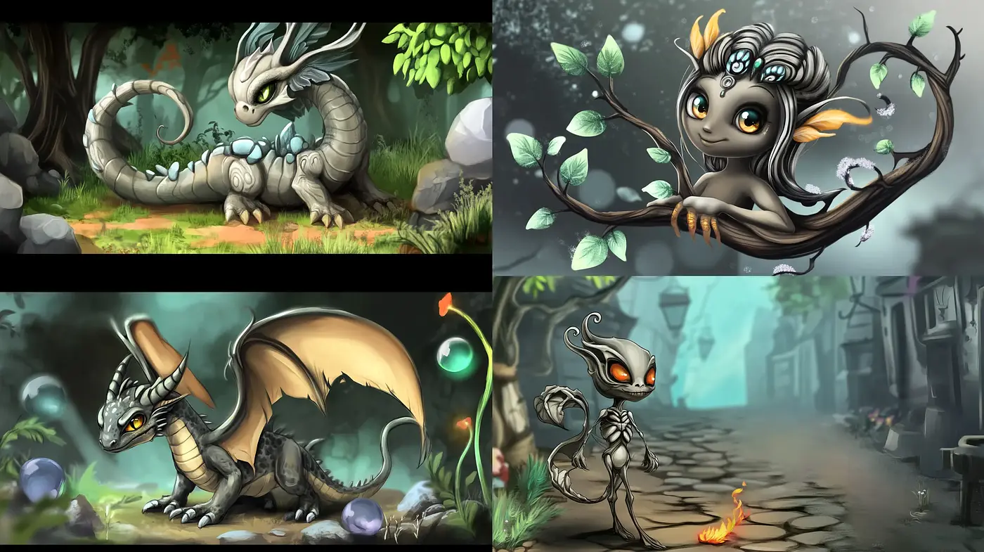 Enchanted Whimsical Beasts in Twilight Hues and Luminous Accents - Midjourney sref style