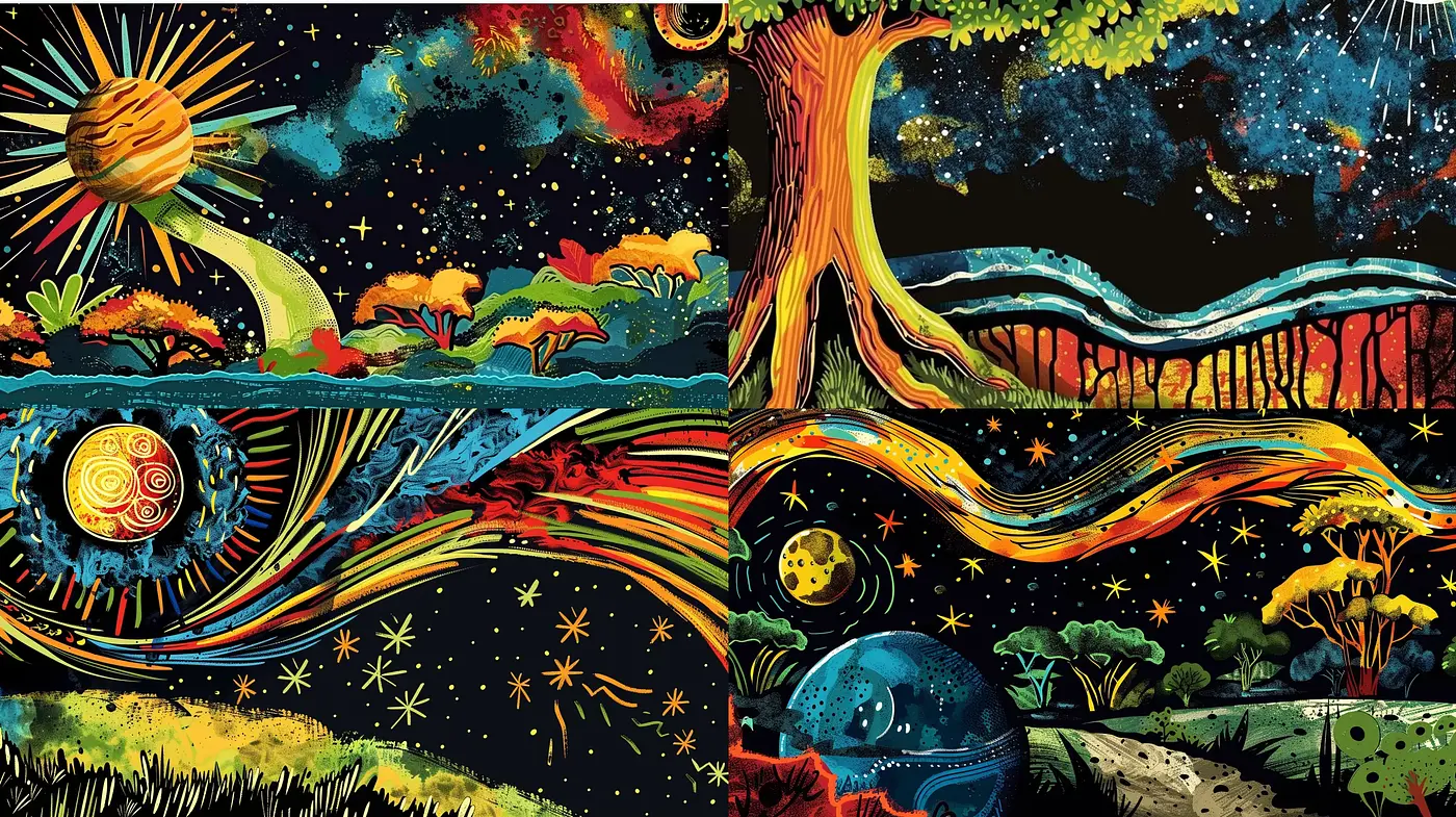 Cosmic Fusion of Surreal and Psychedelic Art - Midjourney sref style