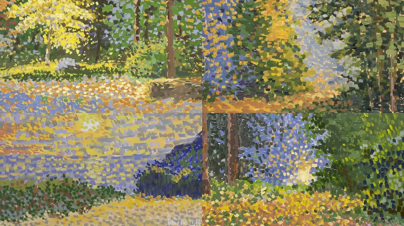 Vibrant Impressionistic Nature Scenes with Textured Layers - Midjourney sref style