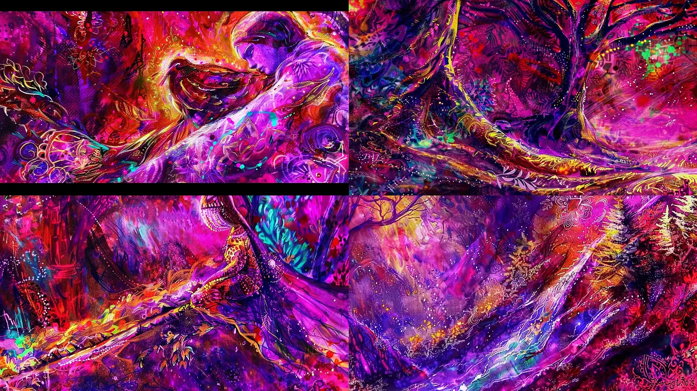 Psychedelic Dreamscape Fusion - Midjourney sref style