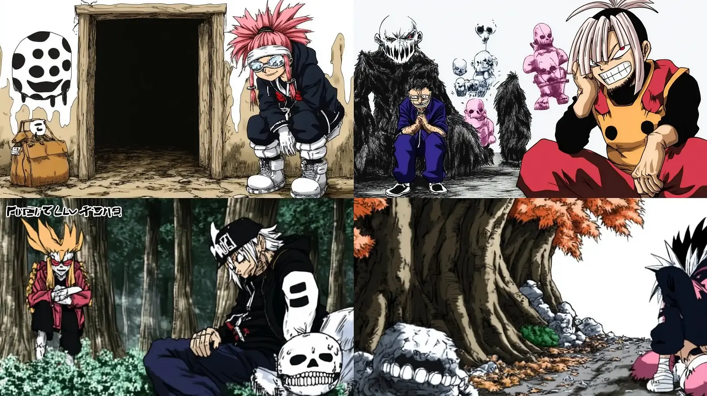 Whimsical Anime-Inspired Panache with Consistent Dark Tonalities - Midjourney sref style
