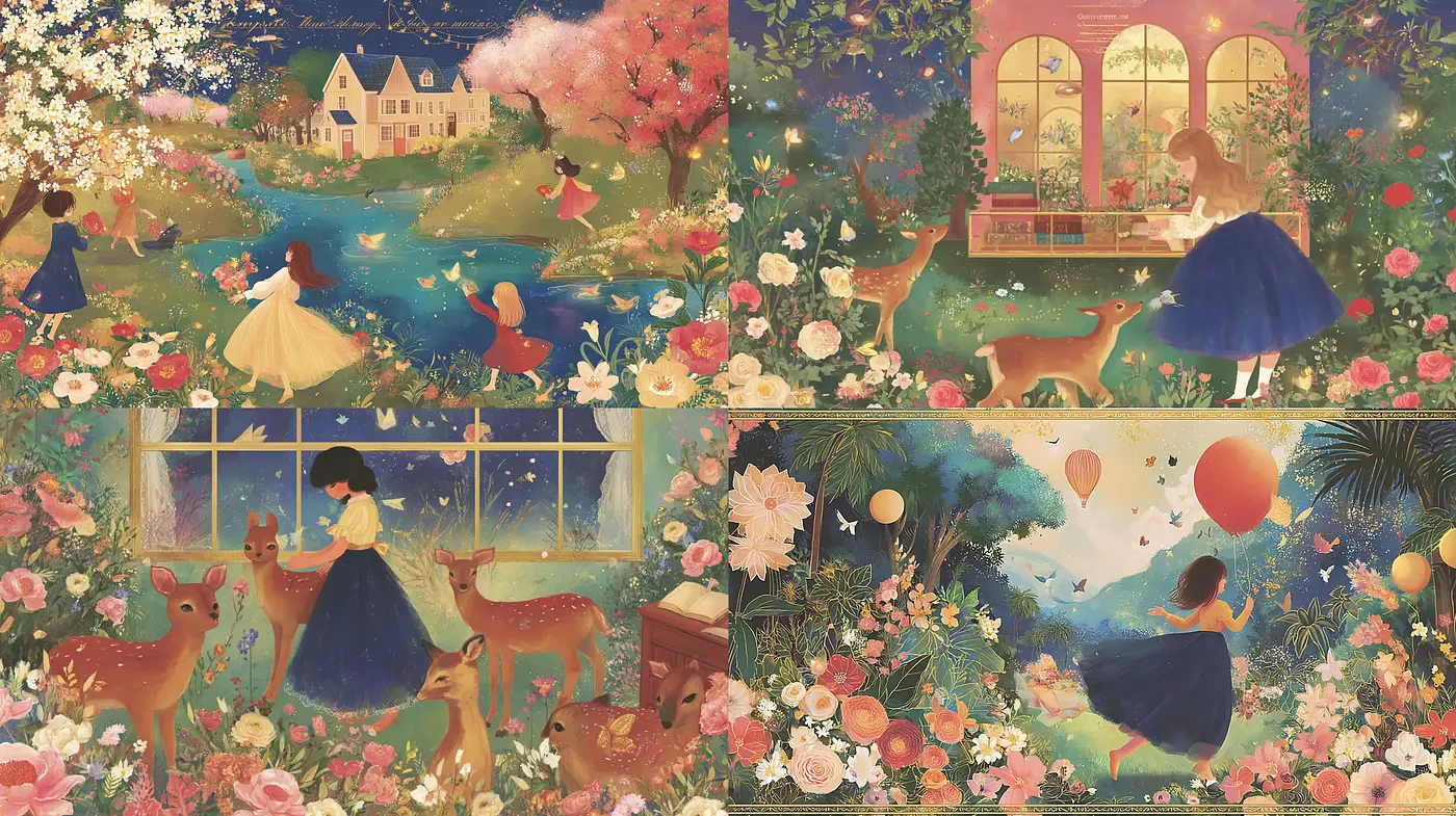 Whimsical and Dreamy Nature Scenes with Gentle Charm - Midjourney sref style