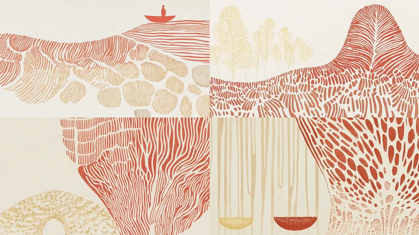 Abstract Organic Contours in Warm Tonal Harmony - Midjourney sref style