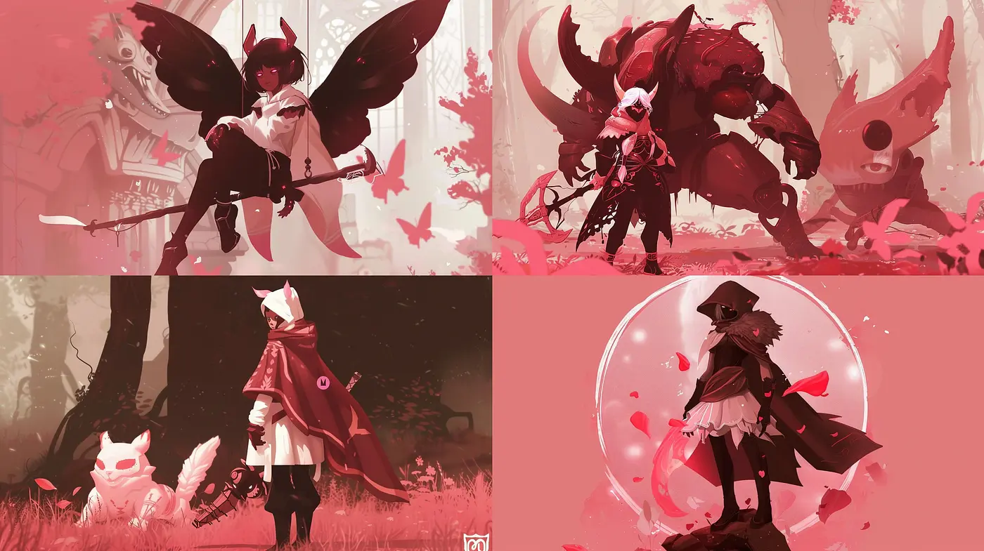 Monochromatic Dreamscape: A Crimson Reverie - Midjourney sref style
