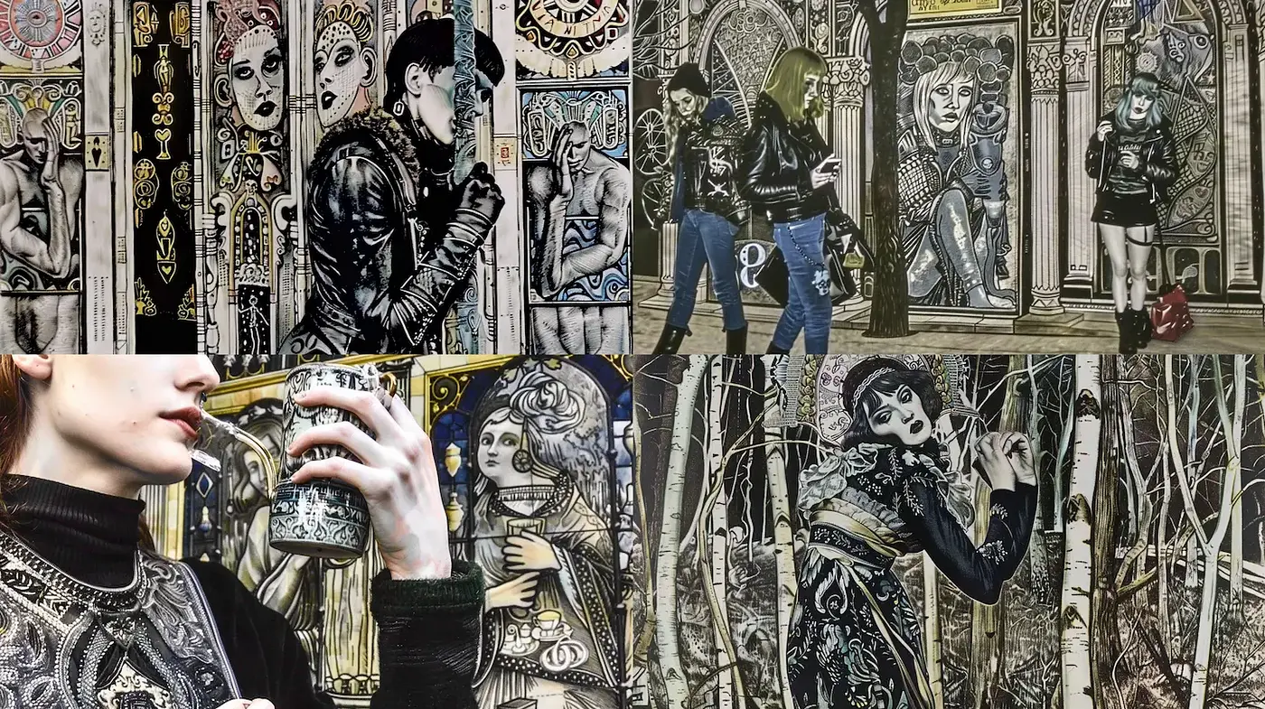 Intricate, Illustrative Gothic Noir with Vintage Undertones - Midjourney sref style