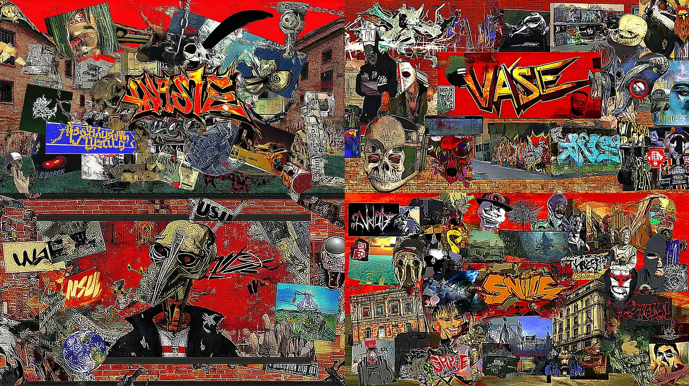 Dynamic Urban Collage with Pop Art Influences - Midjourney sref style