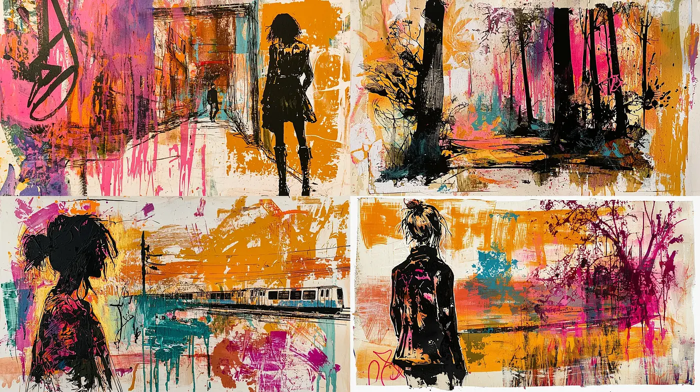 Abstract Expressionist Fusion with Vibrant Street Art Essence - Midjourney sref style