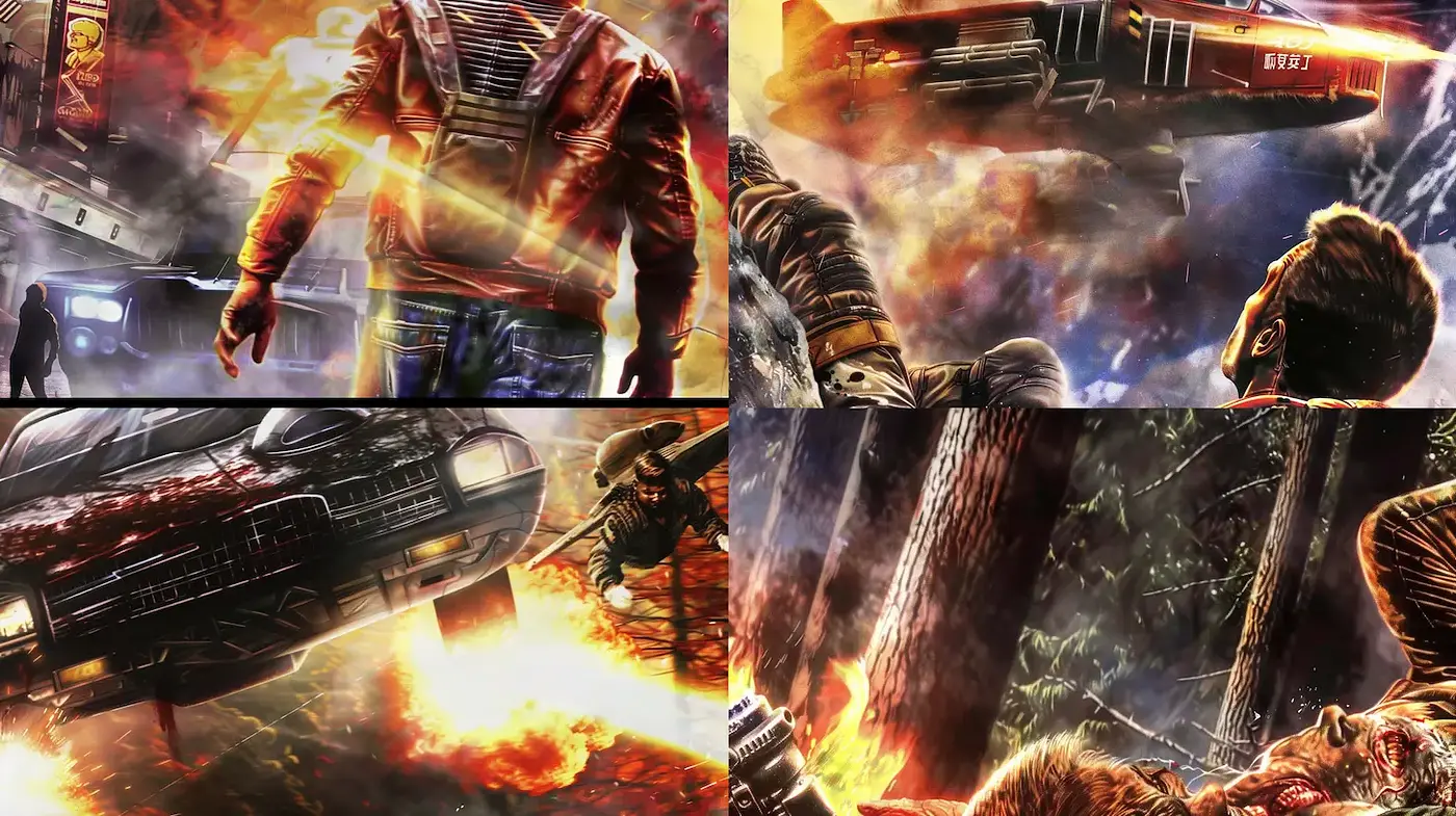 Dynamic and Intense Illustrative Style with Cinematic Elements - Midjourney sref style