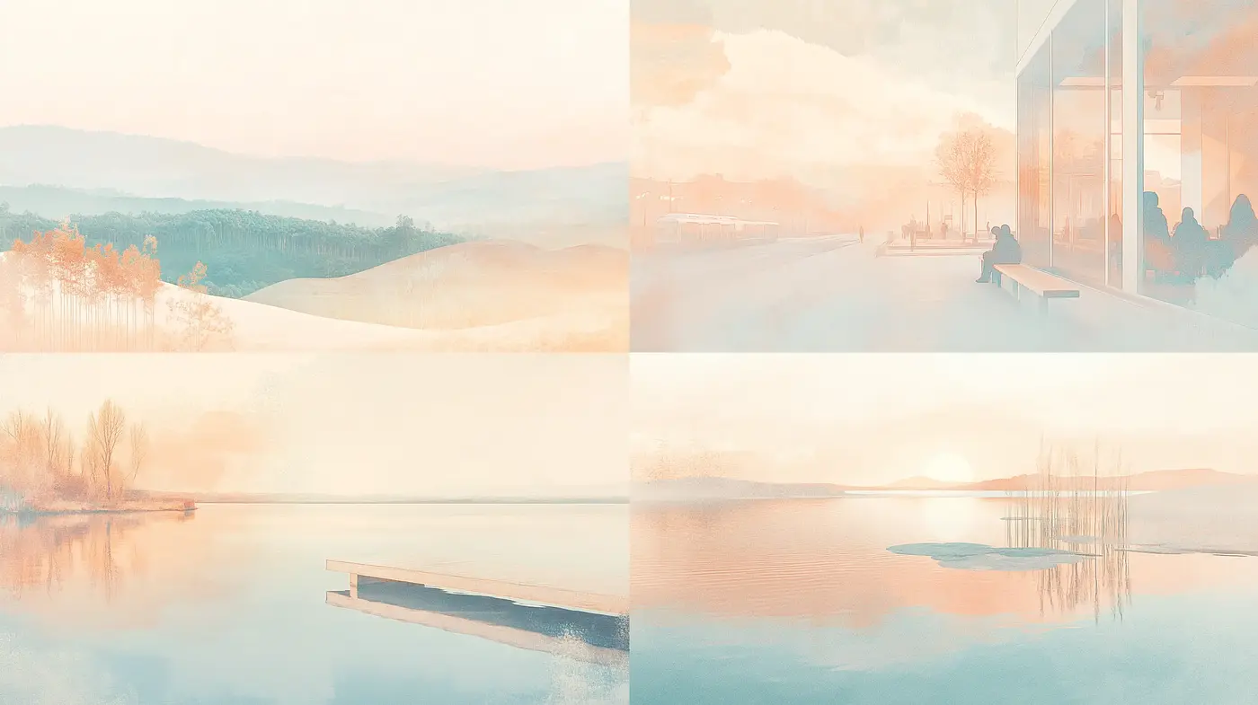Serene Pastel Dreamscape: A Homage to Subdued Impressions - Midjourney sref style