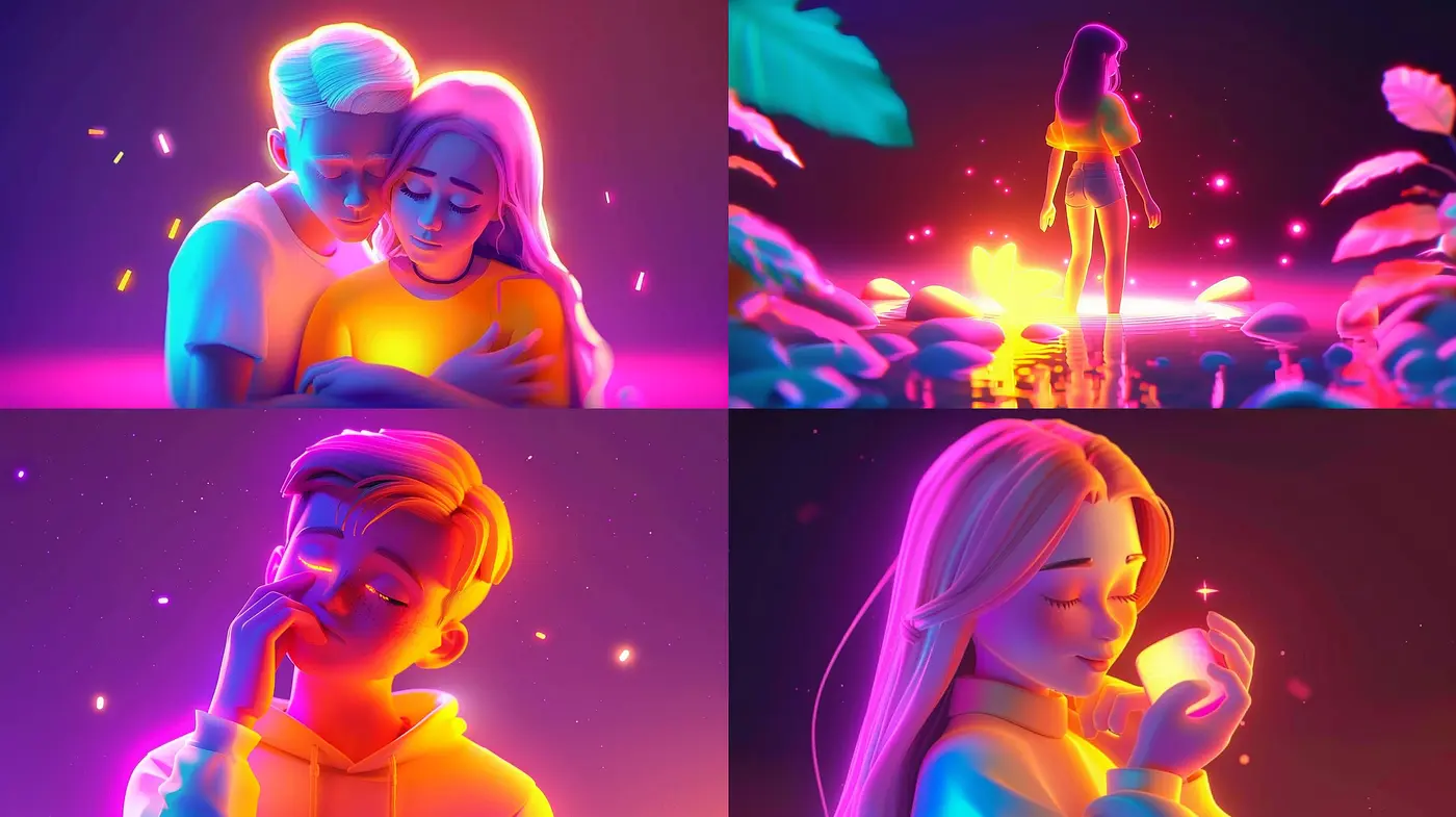 Luminous Dreamscapes: A Synthesis of Neon Glow and Soft Contours - Midjourney sref style