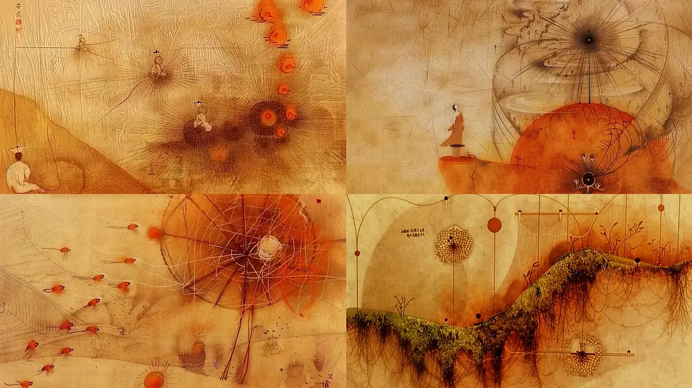 Subtle Surrealism with Earthy Tones and Intricate Textures - Midjourney sref style