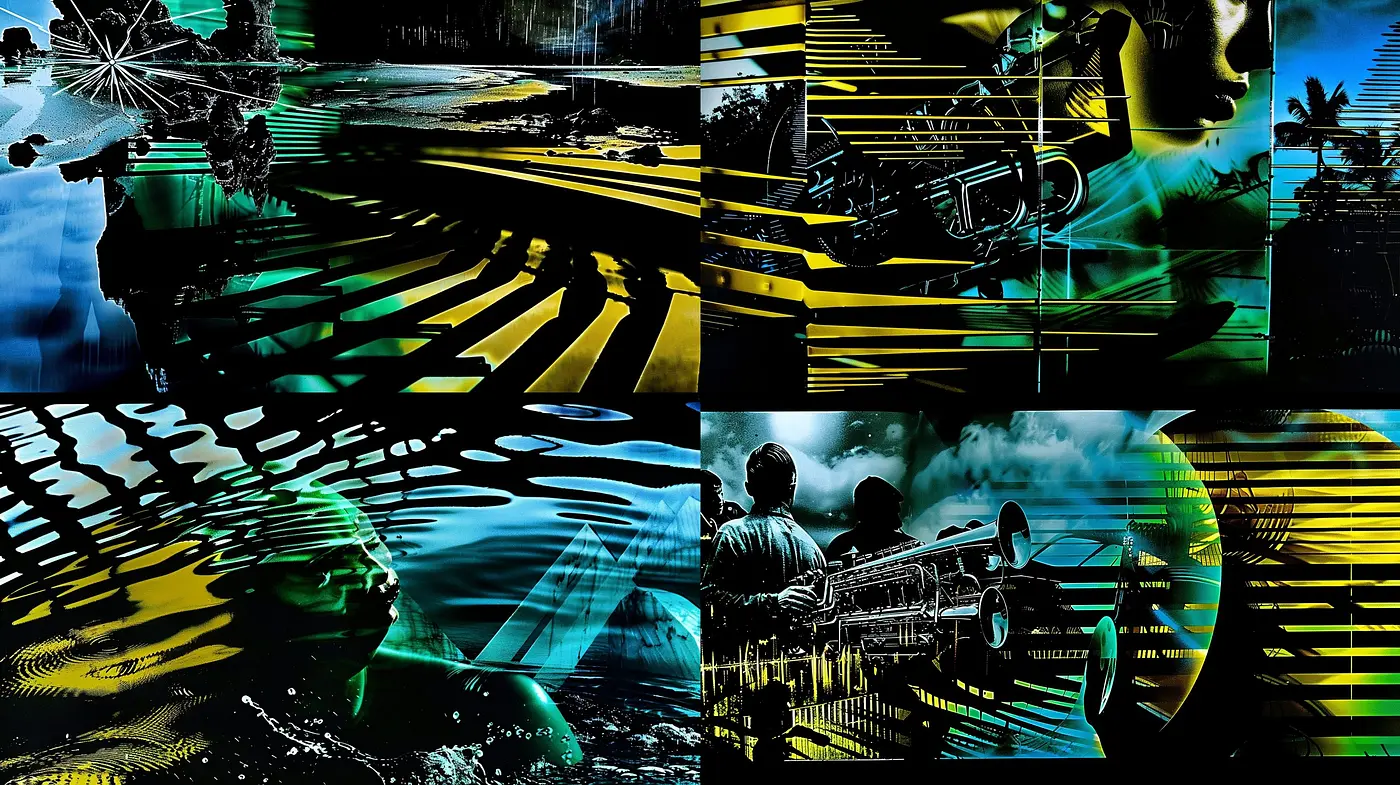 Abstract Expressionism with a Cybernetic Noir Twist - Midjourney sref style