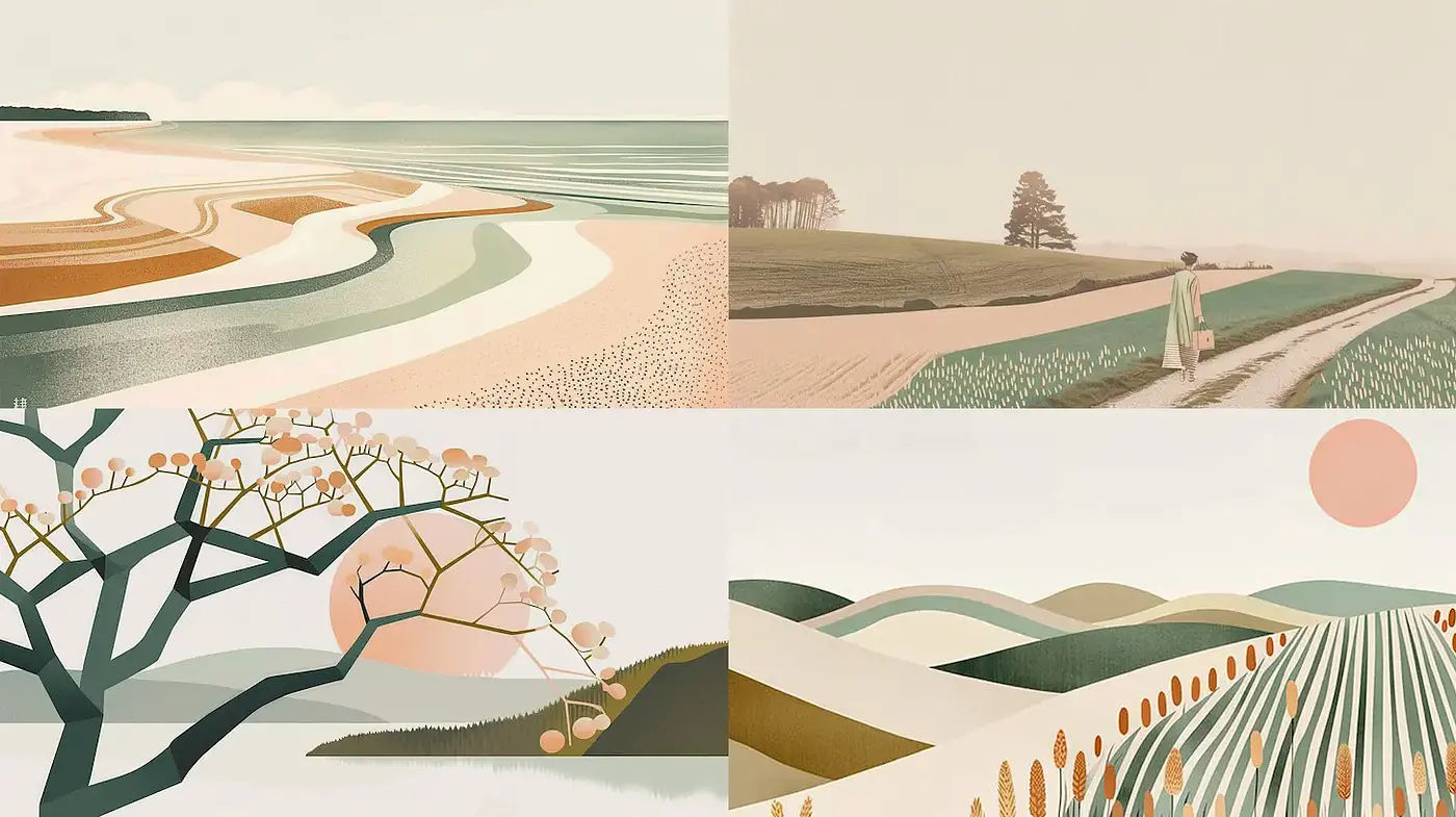 Ethereal Landscape Illustrations with a Harmonious Aesthetic - Midjourney sref style
