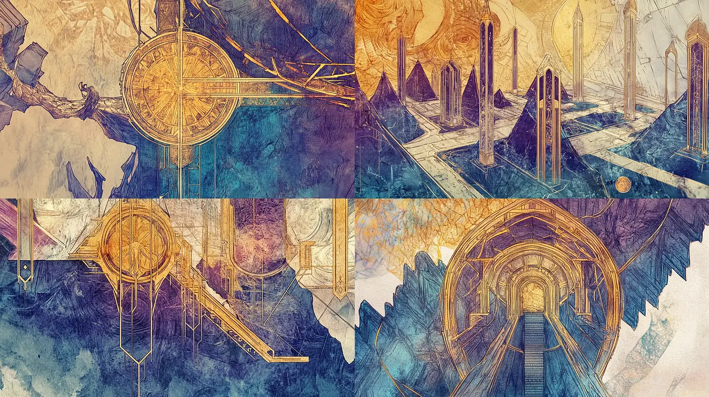 Ethereal Architectural Dreamscape Fusion - Midjourney sref style