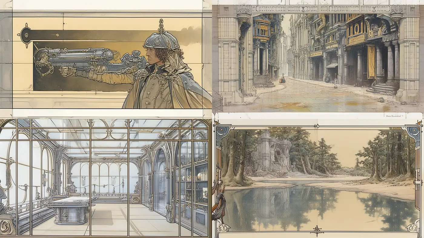 Elegantly Rendered Visions in Sepia: Consistent Nostalgia across a Spectrum of Scenes - Midjourney sref style