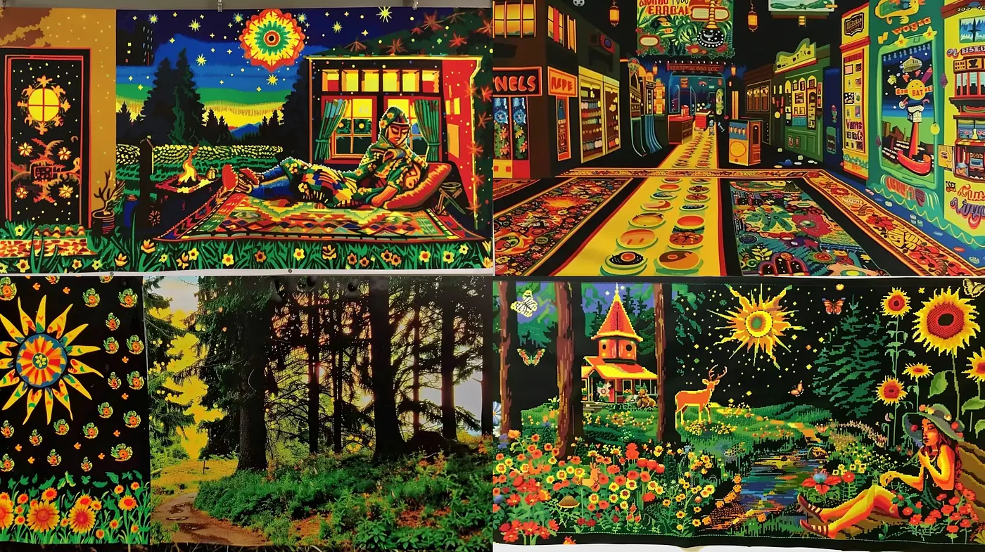 Lush Fantasia of Chromatic Woodlands and Whimsy - Midjourney sref style