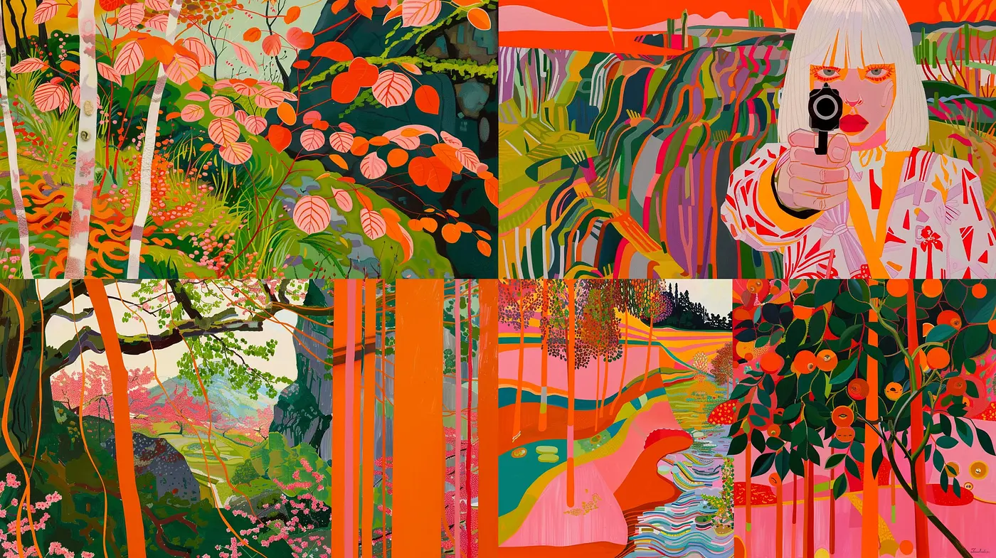 Vibrant Botanical Tapestry: A Synthesis of Nature and Graphic Art - Midjourney sref style