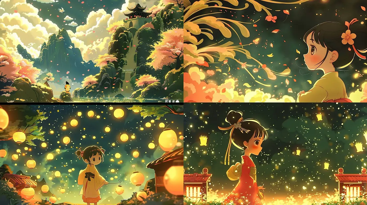 Enchanted Twilight: A Harmony of Luminance and Whimsy in Stylized Landscapes - Midjourney sref style