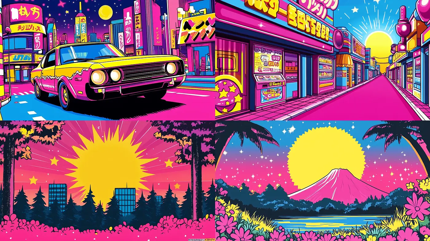 Vibrant Retro-Futuristic Panorama - Midjourney sref style