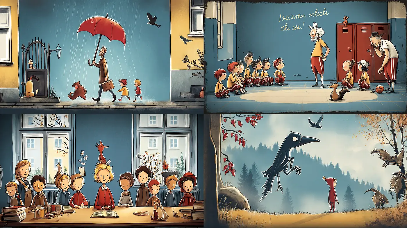 Playful and Whimsical Illustrated Storytelling with a Touch of Nostalgia - Midjourney sref style