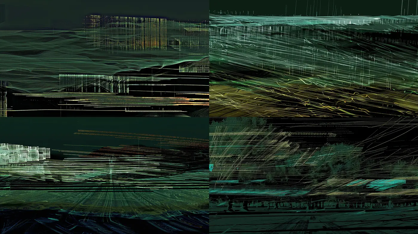 Abstract Digital Brushstrokes in Cybernetic Nightscapes - Midjourney sref style