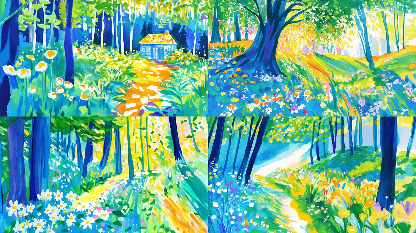 Luminous Arcadian Dreamscape: A Vivid Homage to Post-Impressionist Reverie - Midjourney sref style