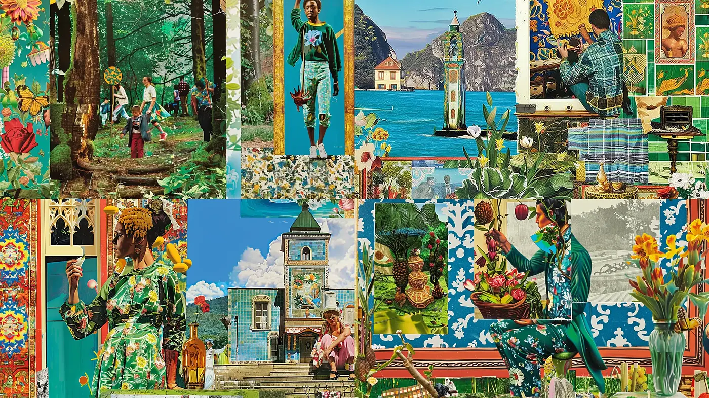 Eclectic Tapestry of Vivid Textures and Pastoral Scenes - Midjourney sref style