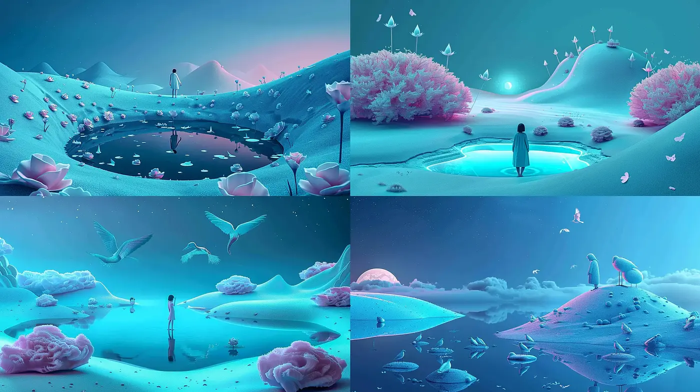 Ethereal Serenity: A Dreamscape of Pastel Hues and Surreal Tranquility - Midjourney sref style