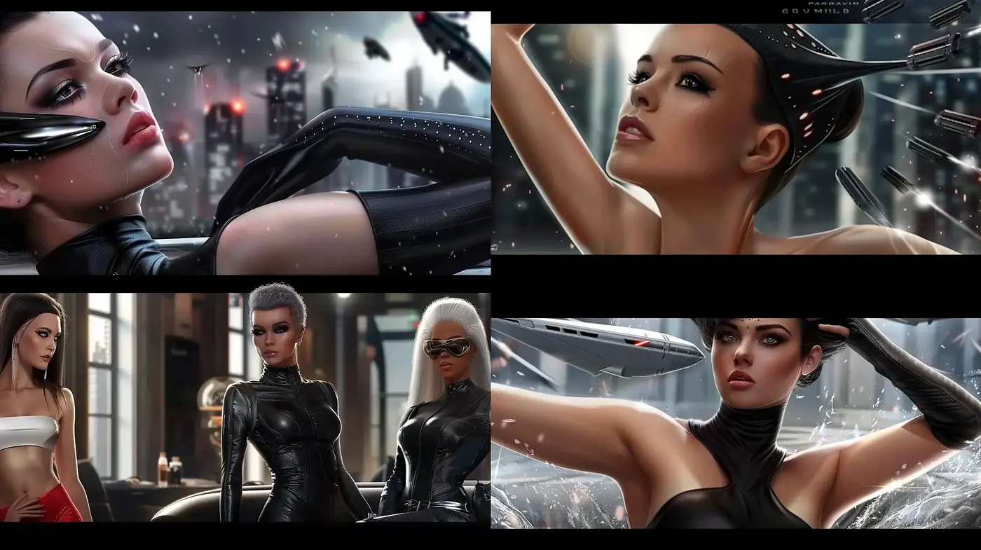 Futuristic Gloss with Noir Undertones - Midjourney sref style