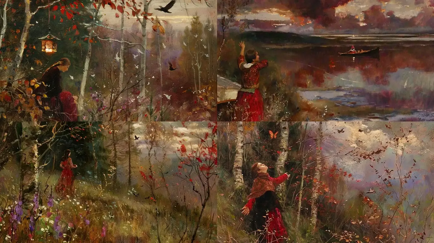 Autumnal Reverie in Textured Brushwork - Midjourney sref style