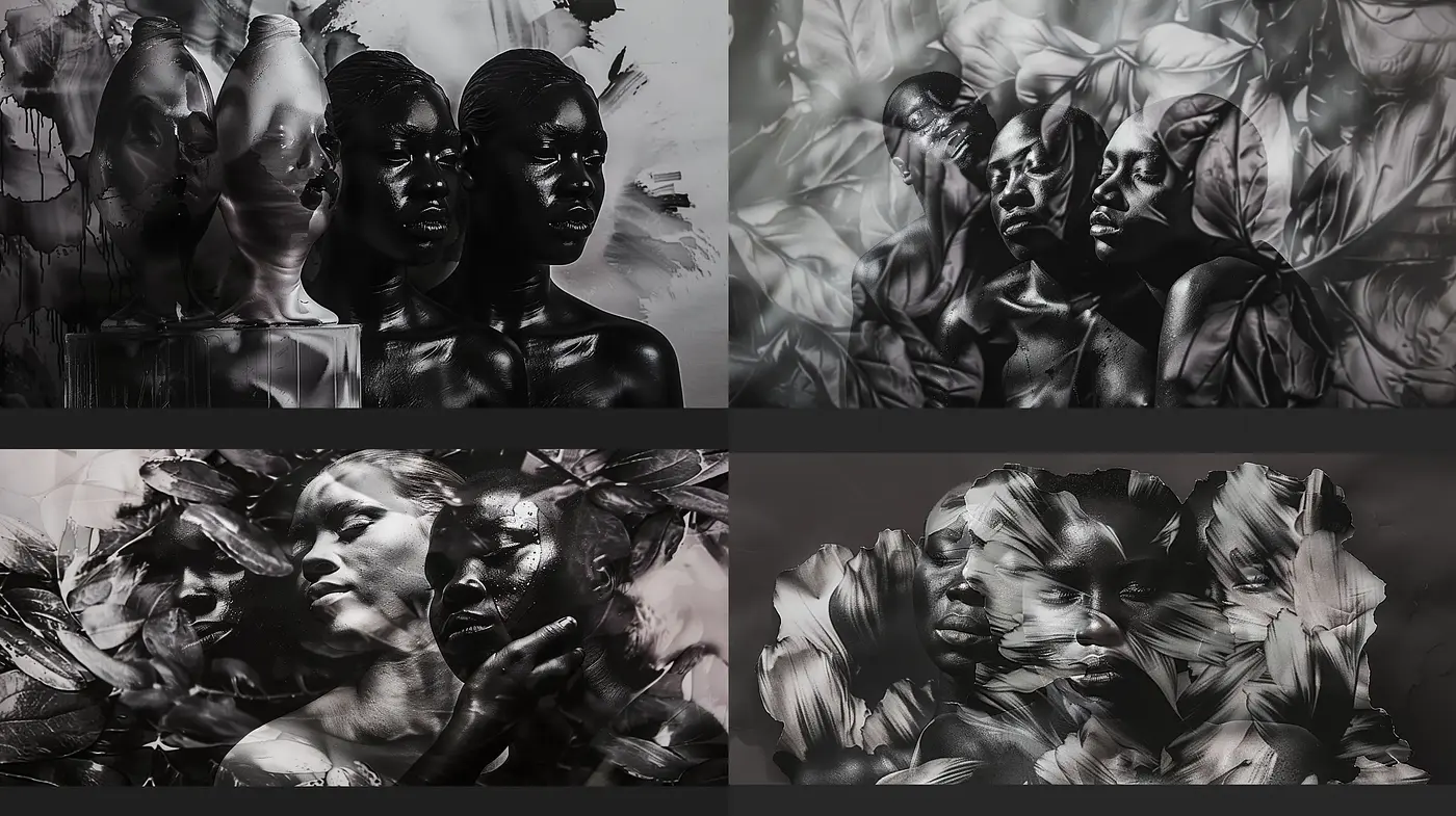Ethereal Monochrome Visions with Sculptural Grace - Midjourney sref style