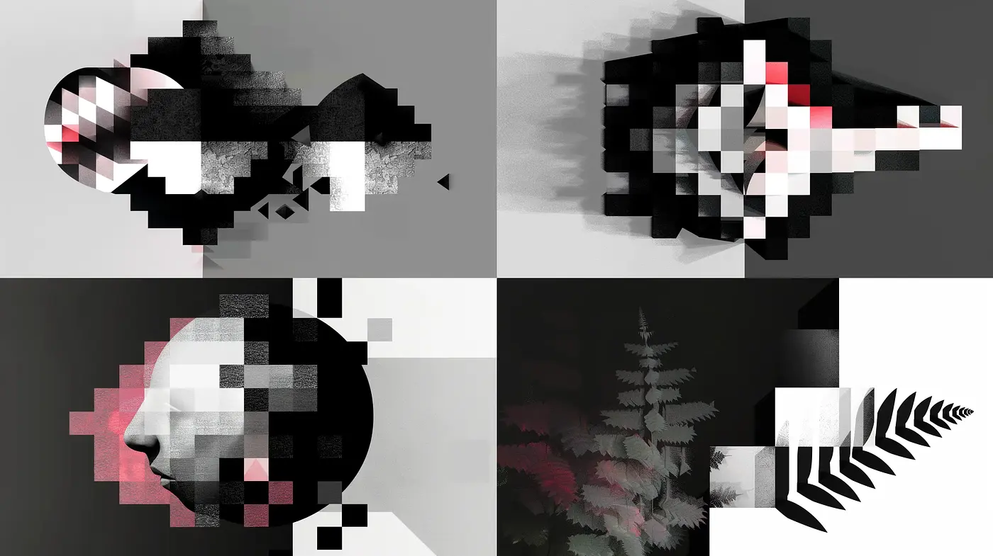Monochromatic Geometric Abstraction Fusion - Midjourney sref style