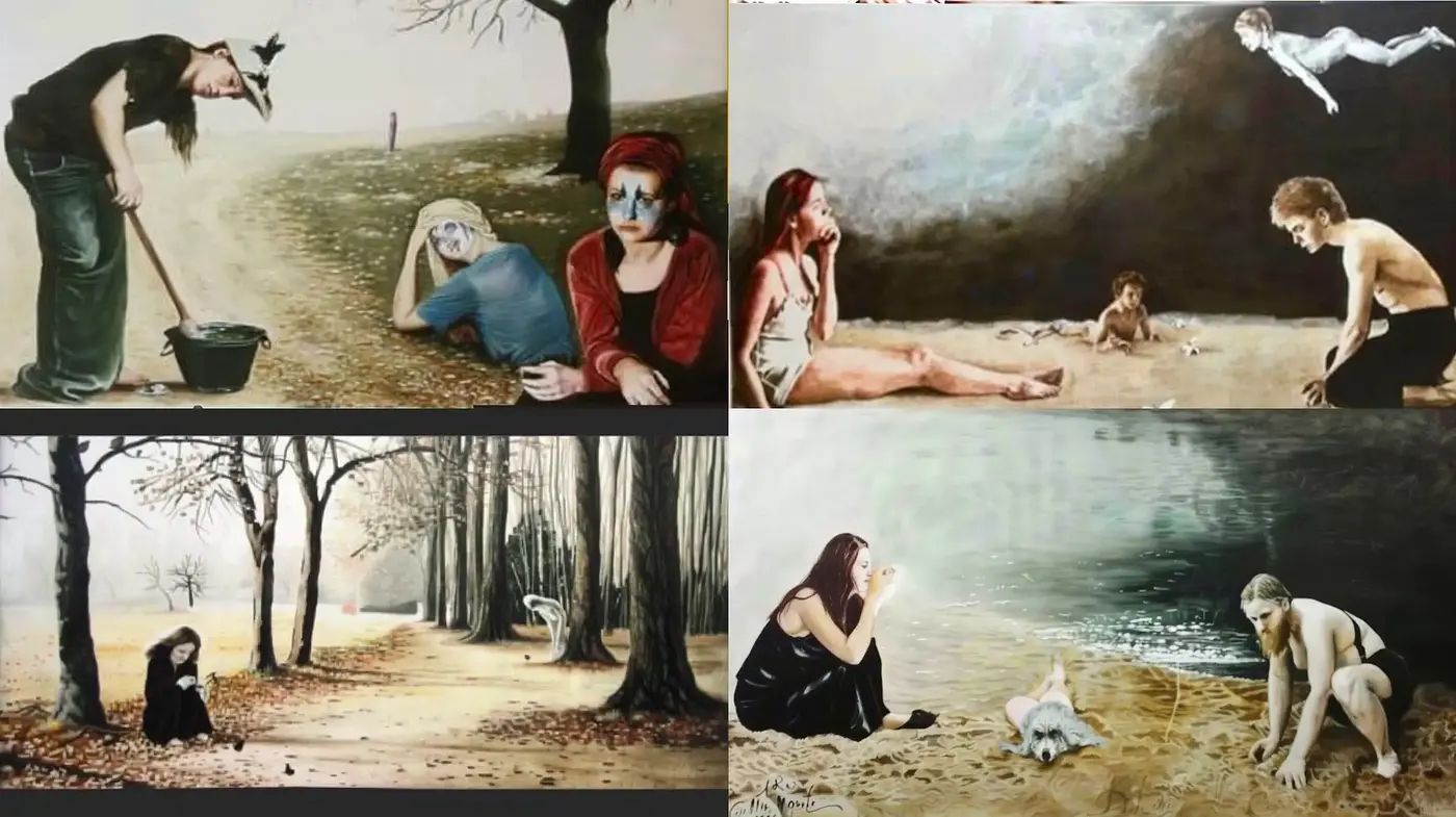 Surrealist Echoes with Melancholic Hues - Midjourney sref style