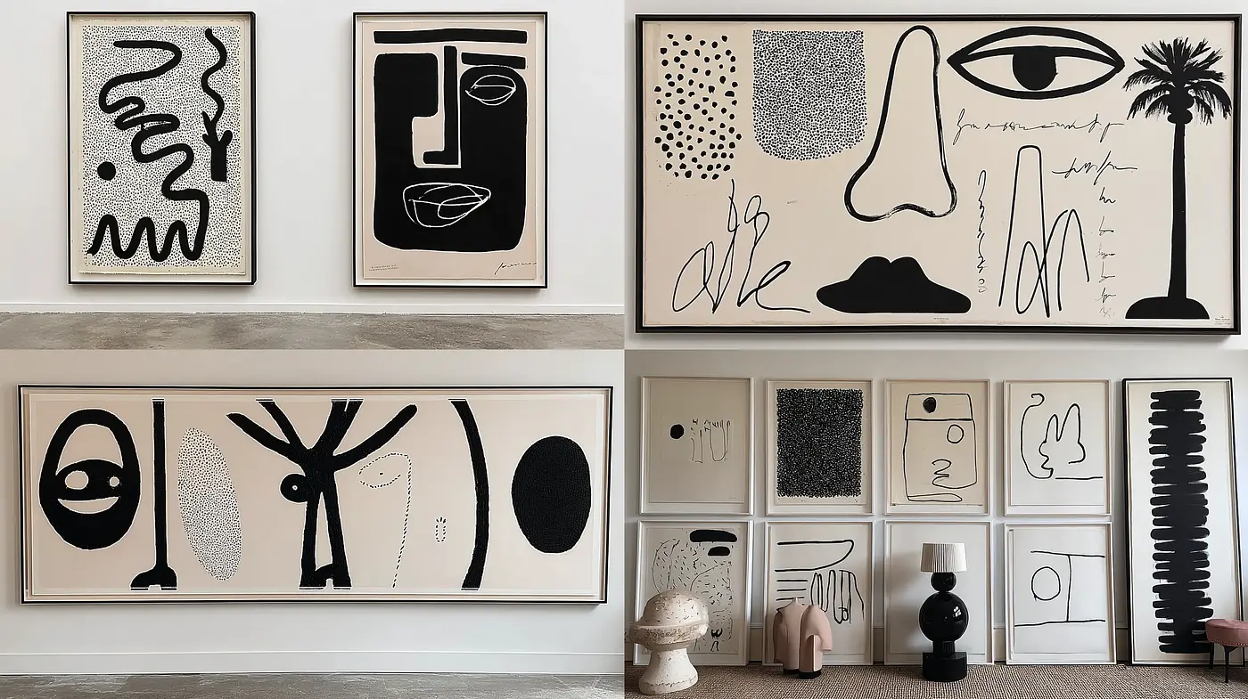 Modern Minimalist Black and White Abstract Expressionism with a Contemporary Vibe - Midjourney sref style