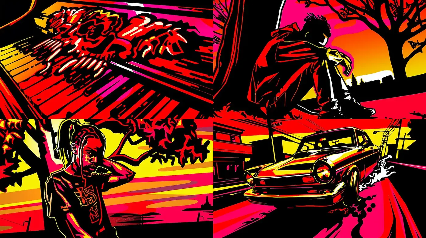 Dynamic and Vibrant Retro Aesthetic with Bold Illustrative Elements - Midjourney sref style