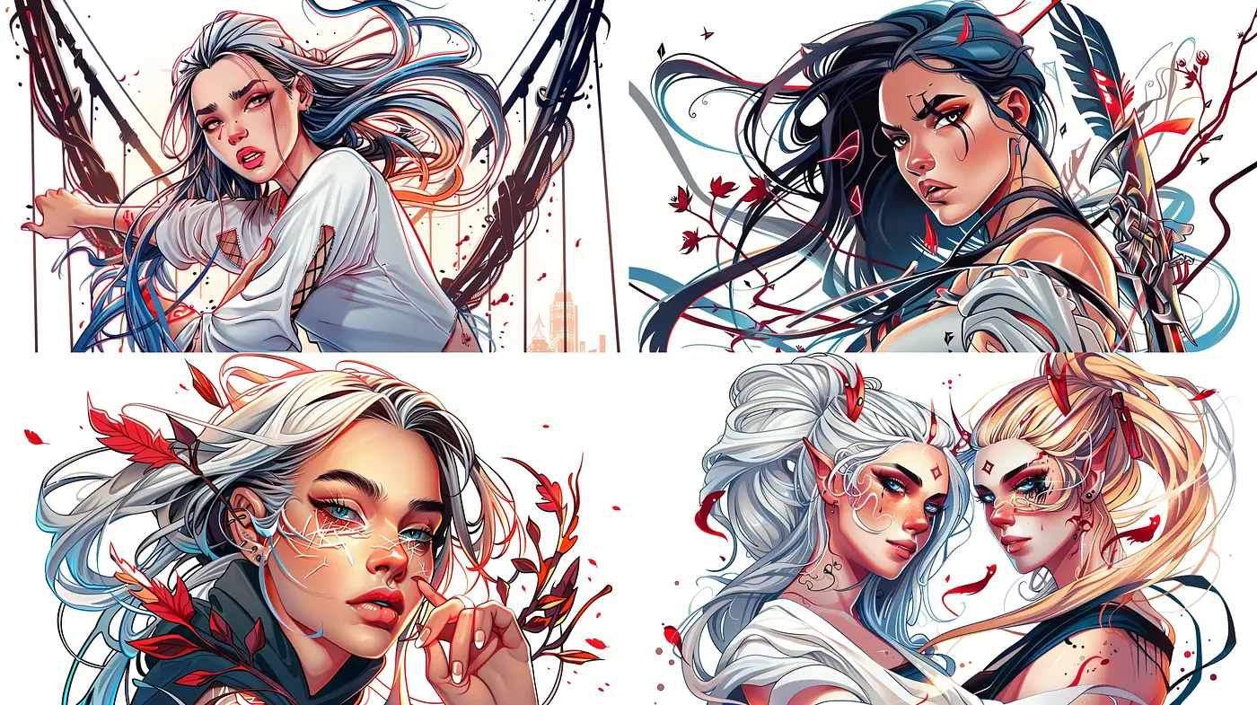 Ethereal Elegance with a Vivid Anime-Inspired Expression - Midjourney sref style