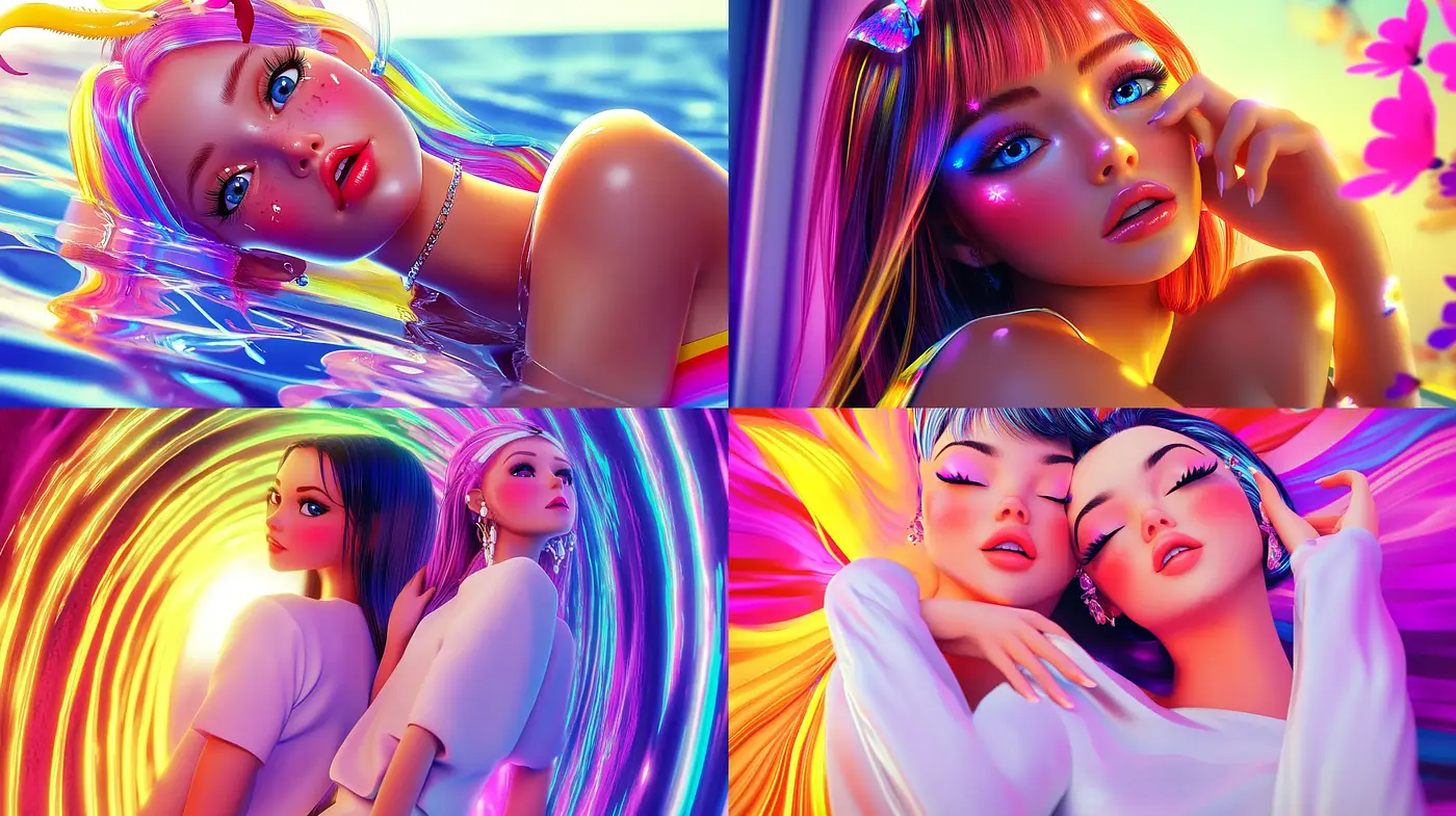 Luminous Neon Dreamscape in Hyper-Realistic Digital Art - Midjourney sref style