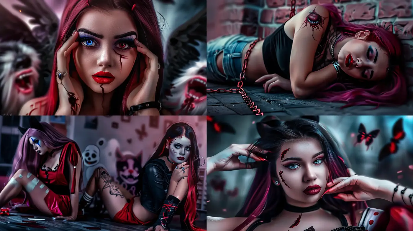 Gothic Elegance in Saturated Hues: A Fusion of Modern and Dark Fantasy Aesthetics - Midjourney sref style